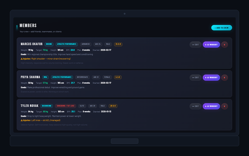 Athlete Profiles feature